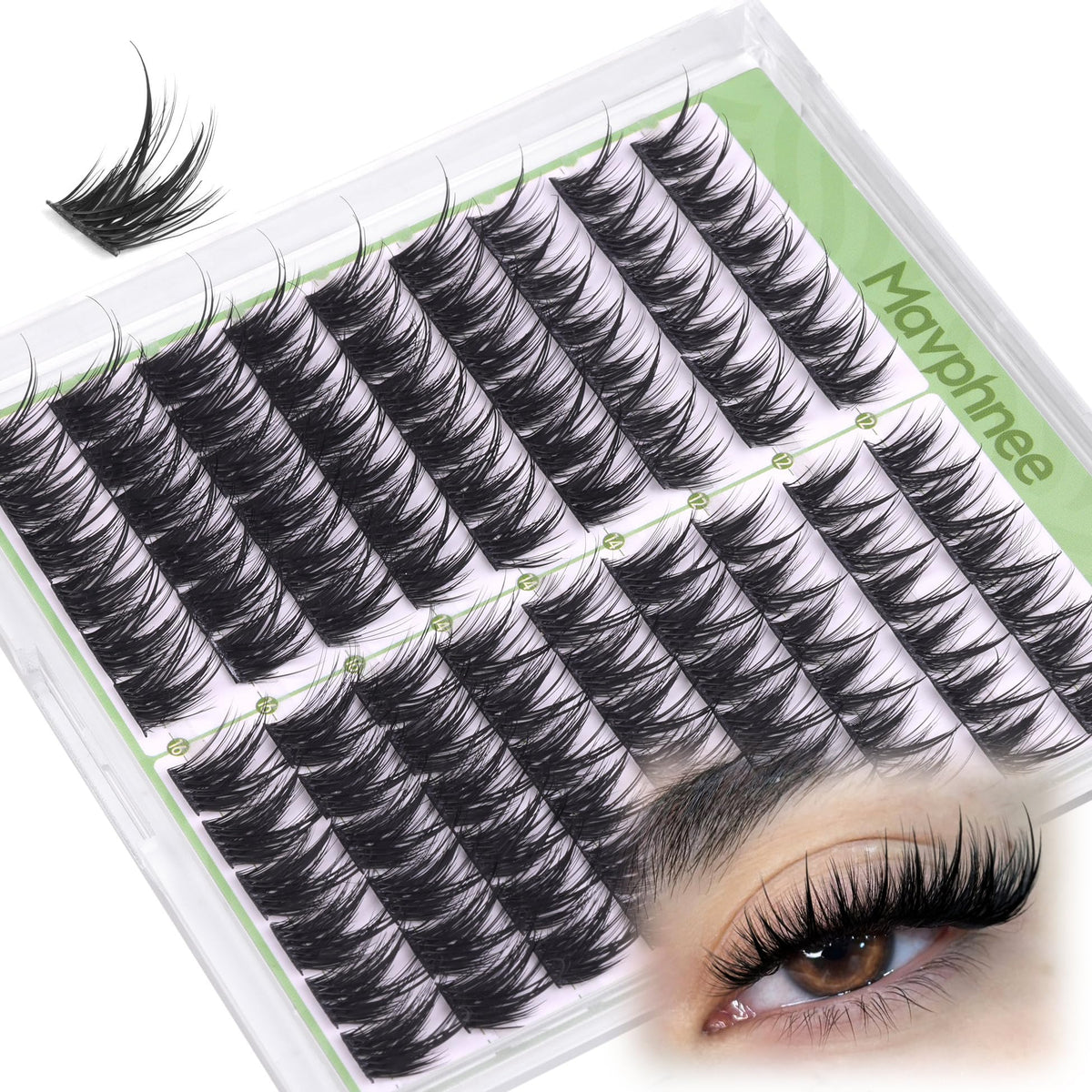 Mavphnee Cat Eye Lash Clusters 108Pcs front view