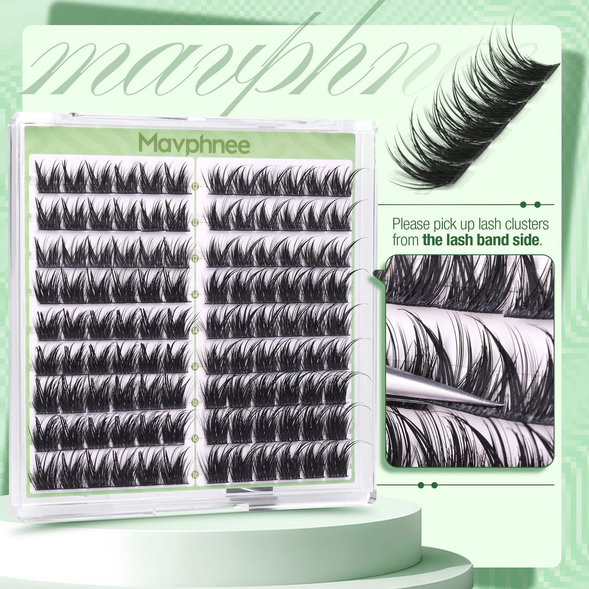 Mavphnee Cat Eye Lash Clusters in application process