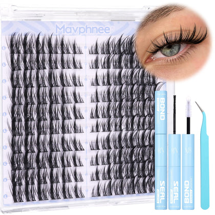 Mavphnee Cat Eye Lash Clusters Kit with spiky lashes and glue