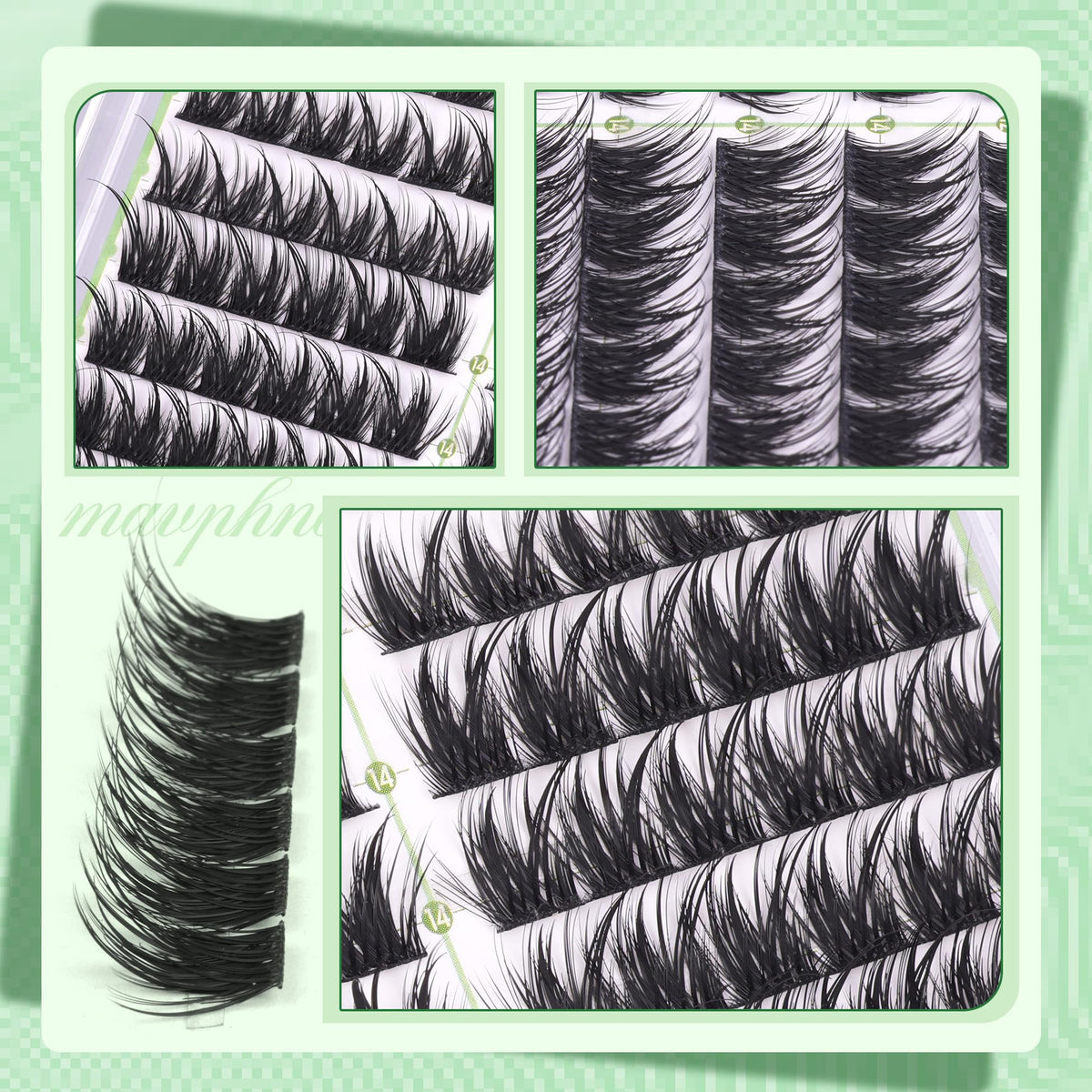 Mavphnee Cat Eye Lash Clusters with makeup tools