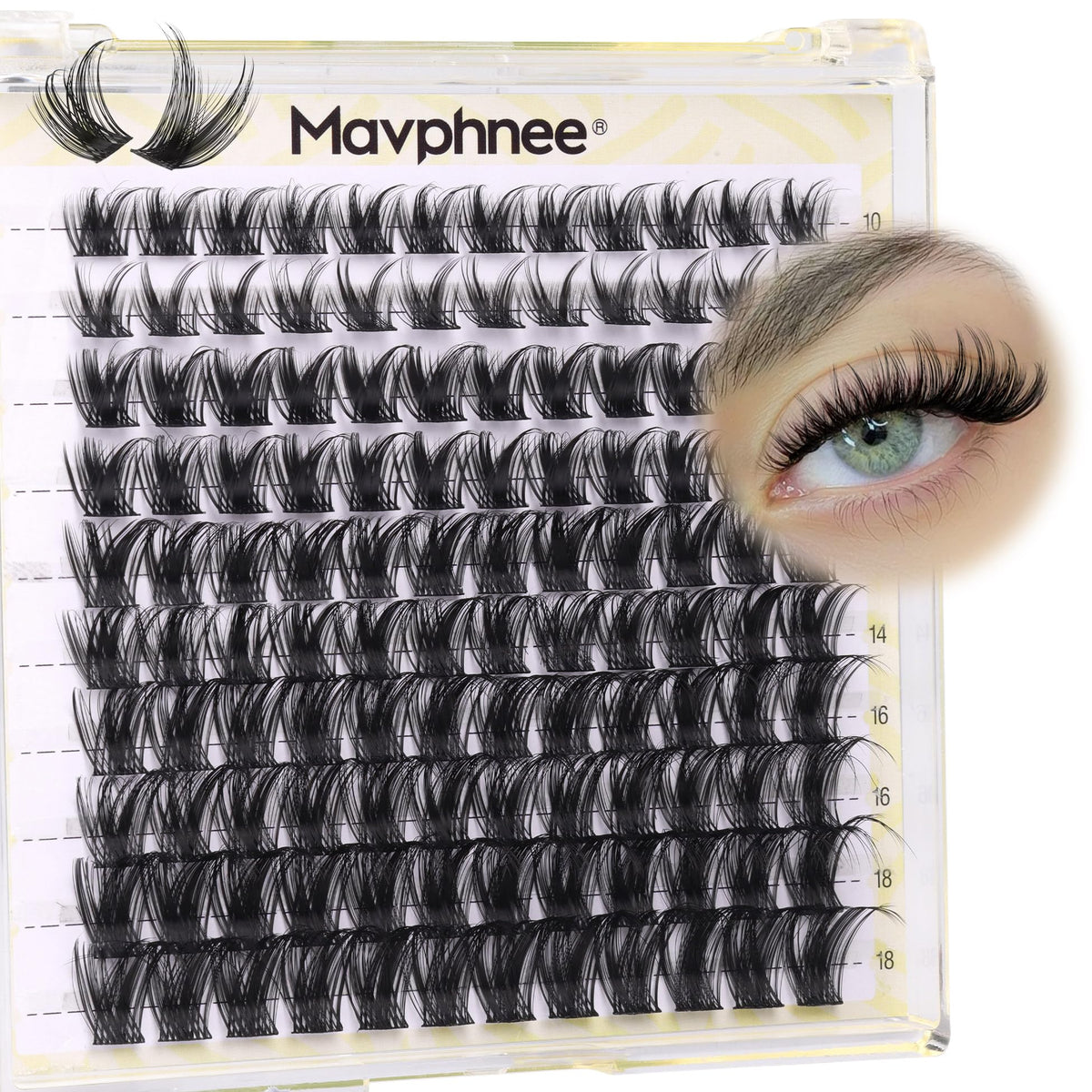 Mavphnee Eyelash Clusters D-Curl 10-18MM front view