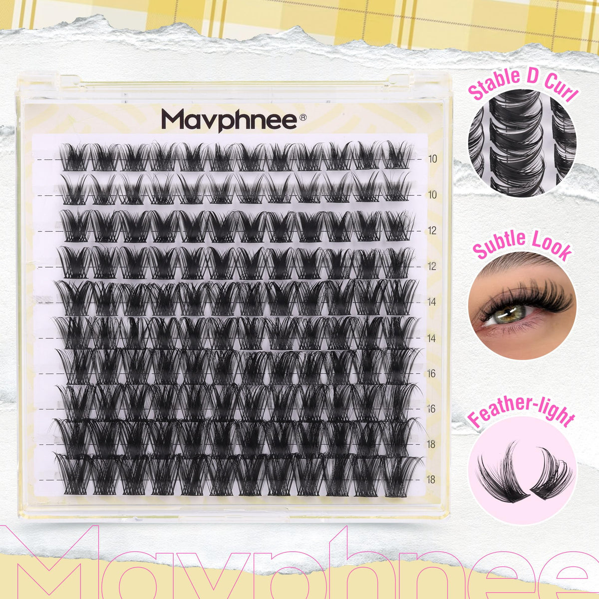 Mavphnee Eyelash Clusters in a beauty setup