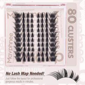 Mavphnee Fox Eye Lash Clusters close-up of C and L curl lashes
