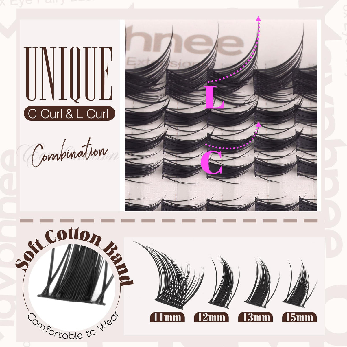 Mavphnee Fox Eye Lash Clusters lifestyle application on model