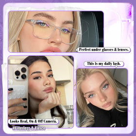 Mavphnee lash clusters displayed with makeup tools