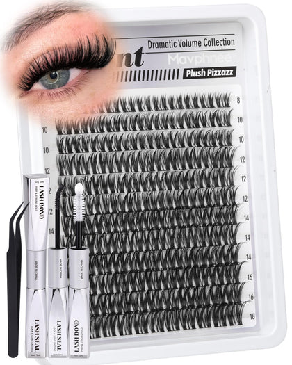 Mavphnee Lash Clusters Kit 132Pcs with bond and seal glue