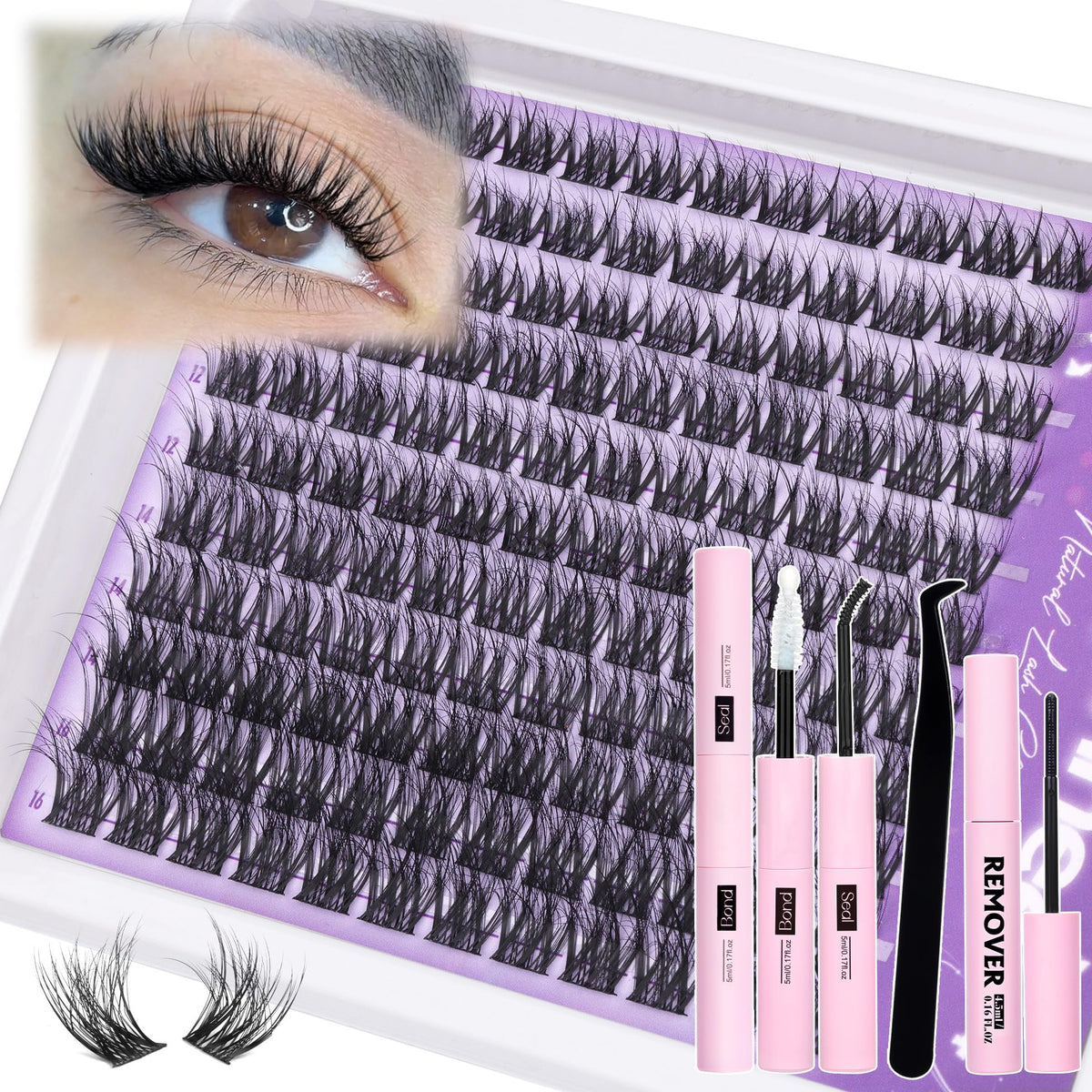 Mavphnee Lash Clusters Kit with 120 wispy lash clusters