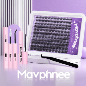 Mavphnee Lash Clusters Kit with all accessories laid out