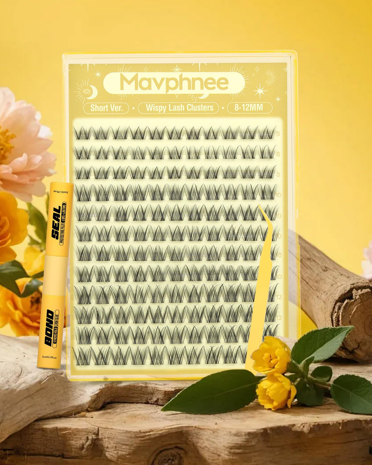 Mavphnee lash clusters with adhesive bond and seal
