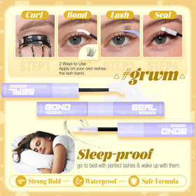 Mavphnee lash clusters with clear band displayed