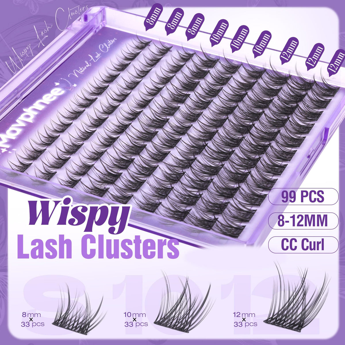 Mavphnee lash clusters with tweezers and glue