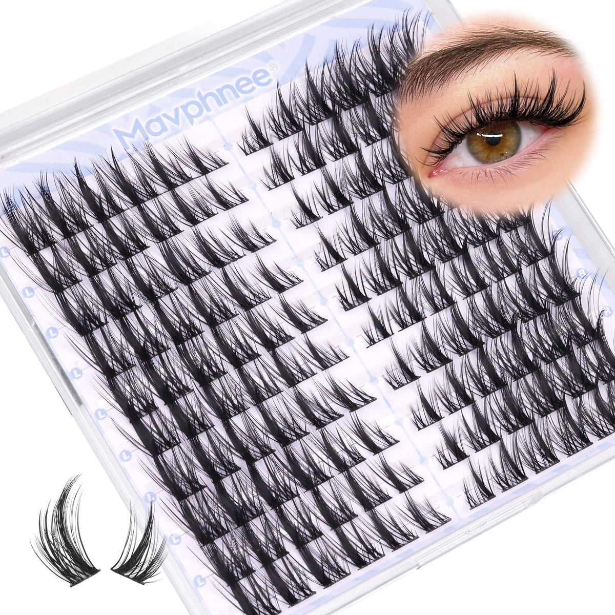 Mavphnee Manga Lash Clusters in use on model