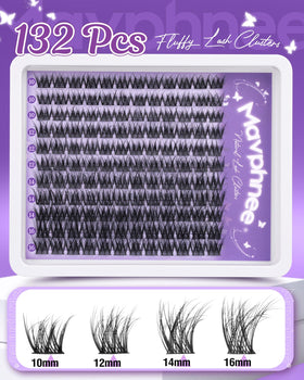 Mavphnee Natural Cluster Lashes displayed with application tools