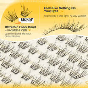 Mavphnee Natural Lash Clusters B Curl clear band detail