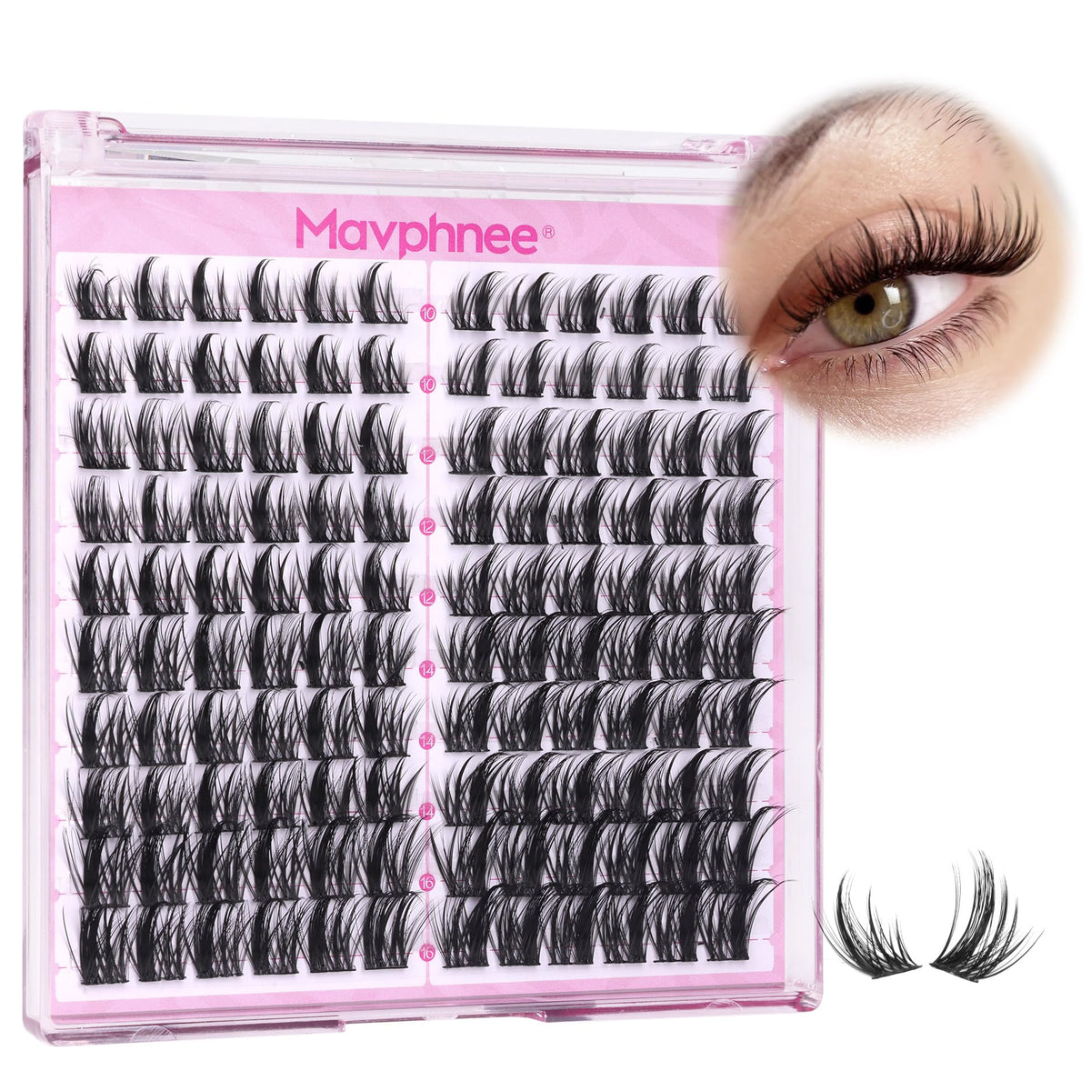 Mavphnee Natural Lash Clusters front view with spiky design