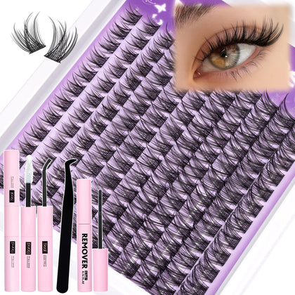 Mavphnee Natural Lash Clusters Kit front view with packaging