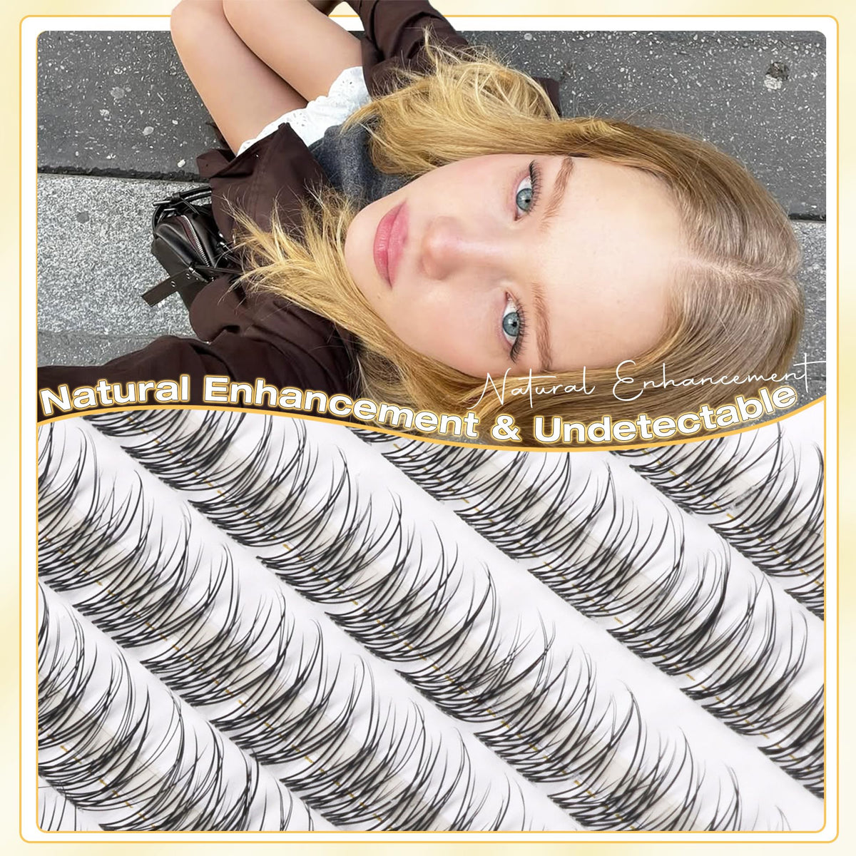 Mavphnee Natural Lash Clusters on model