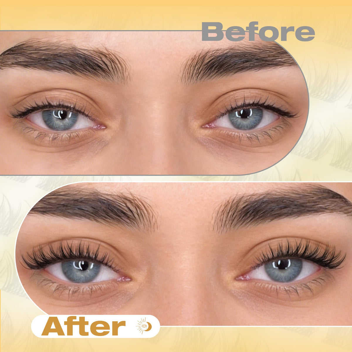 Mavphnee Wispy Lash Clusters 8MM on model's eyes