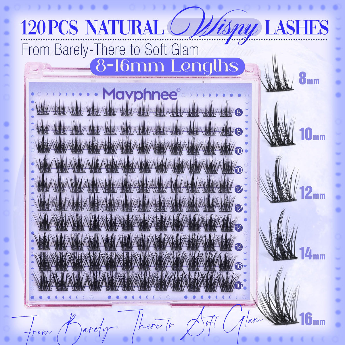 Mavphnee Wispy Lash Clusters close-up of individual lashes