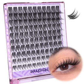 Mavphnee Wispy Lash Clusters next to makeup products