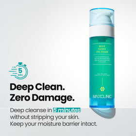 MAXCLINIC K Beauty Blue Tansy Oil To Foam Cleanser texture on hand