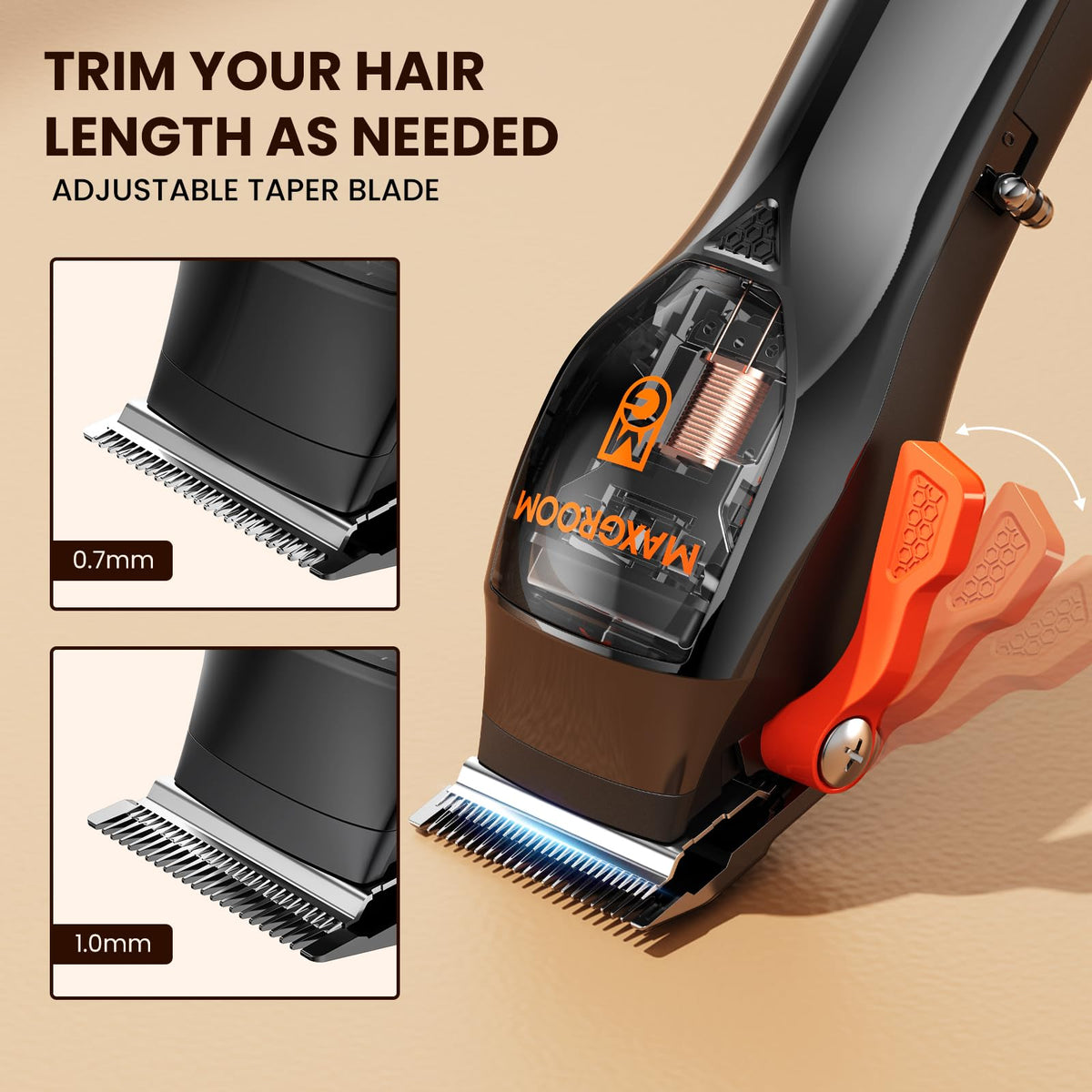MAXGROOM Hair Clipper in use on a model for a clean haircut