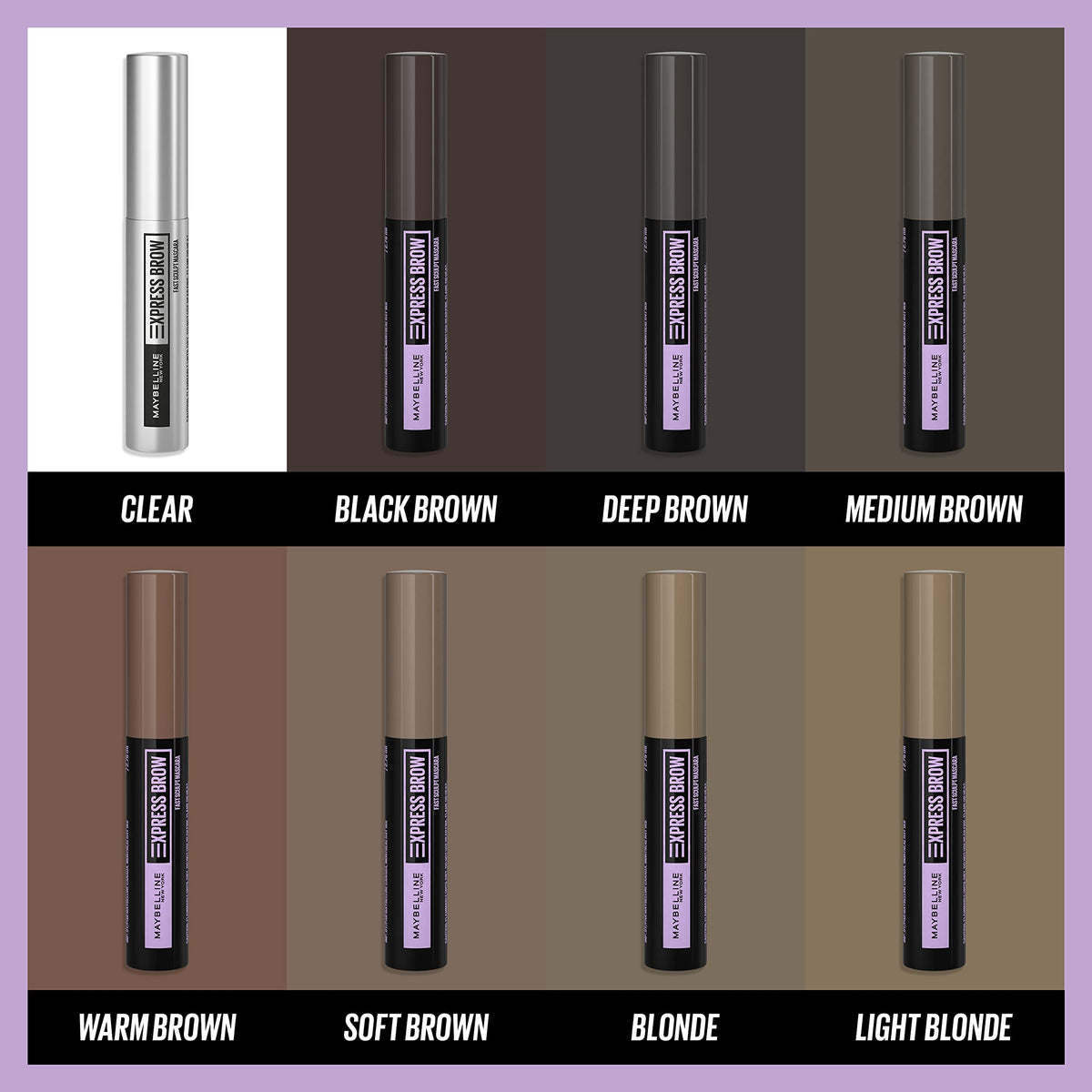 MAYBELLINE Brow Fast Sculpt Eyebrow Mascara Medium Brown shade comparison