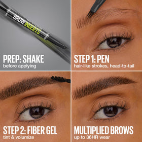 MAYBELLINE Brow Inserts Eyebrow Pen Gel Ash Brown applicator close-up