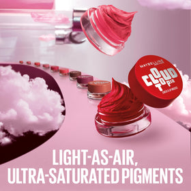 MAYBELLINE Cloudtopia Blush Mousse Divine Crimson application on cheek