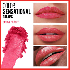 MAYBELLINE Color Sensational Lipstick Pink & Proper swatch on skin