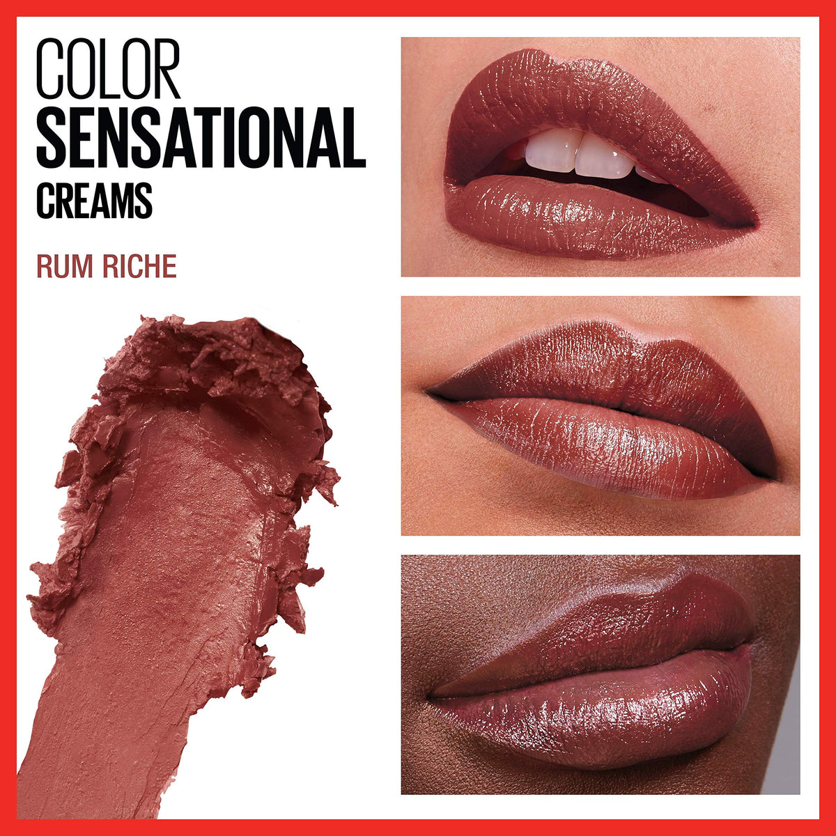 MAYBELLINE Color Sensational Lipstick Rum Riche deep nude swatch on skin