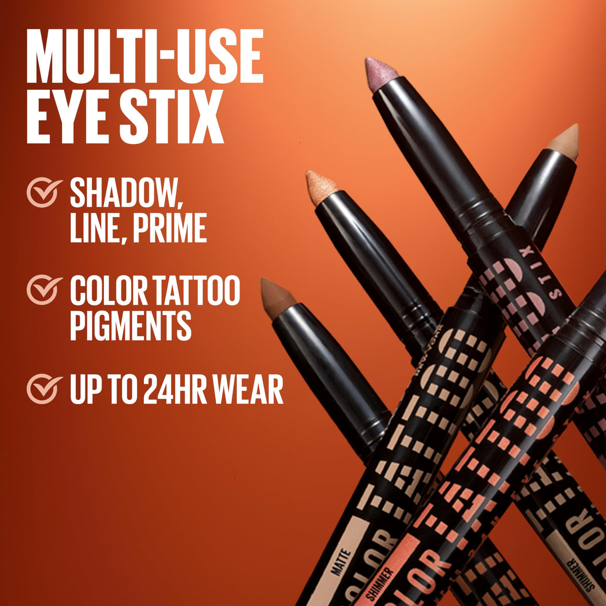 MAYBELLINE Color Tattoo Eye Shadow Stix packaging display