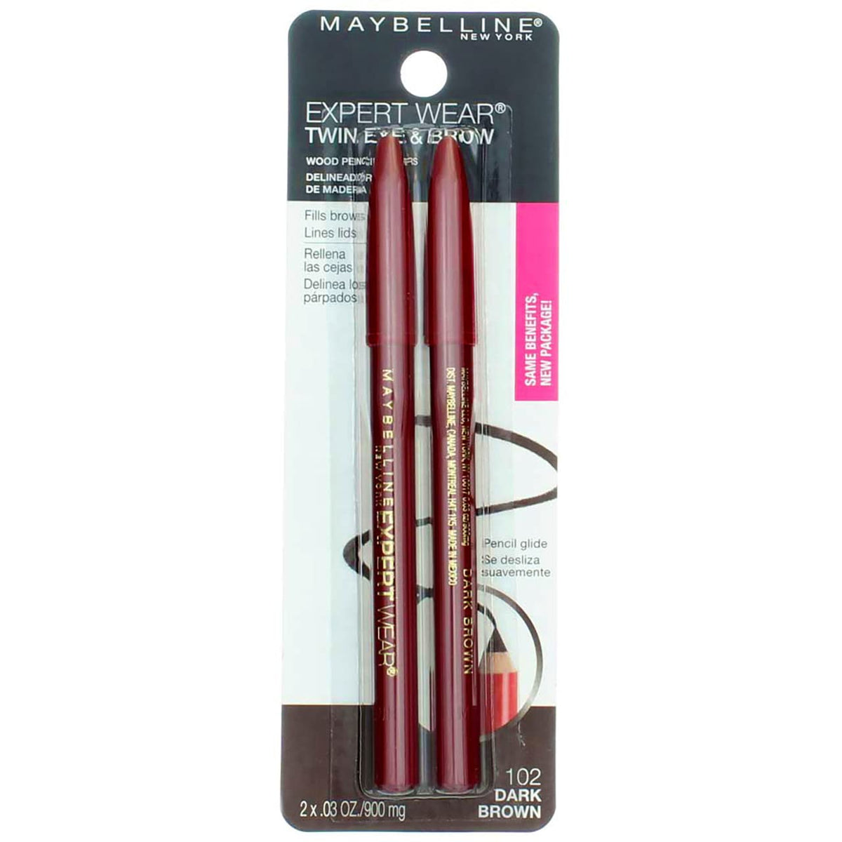 MAYBELLINE Expert Eyes Twin Brow & Eye Pencil Dark Brown packaging