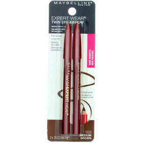 MAYBELLINE Expert Eyes Twin Brow & Eye Pencils Medium Brown pencil in use on model