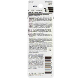 MAYBELLINE Expert Wear Twin Brow & Eye Liner Pencils Dark Brown close-up