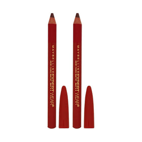 MAYBELLINE Expert Wear Twin Brow & Eye Liner Pencils Dark Brown on a makeup table
