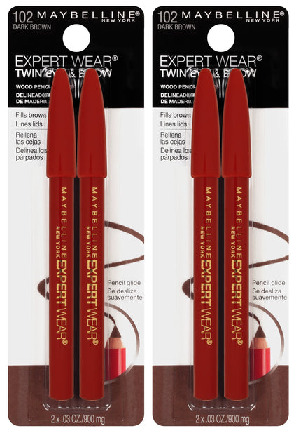 MAYBELLINE Expert Wear Twin Brow & Eye Pencils dark brown front view