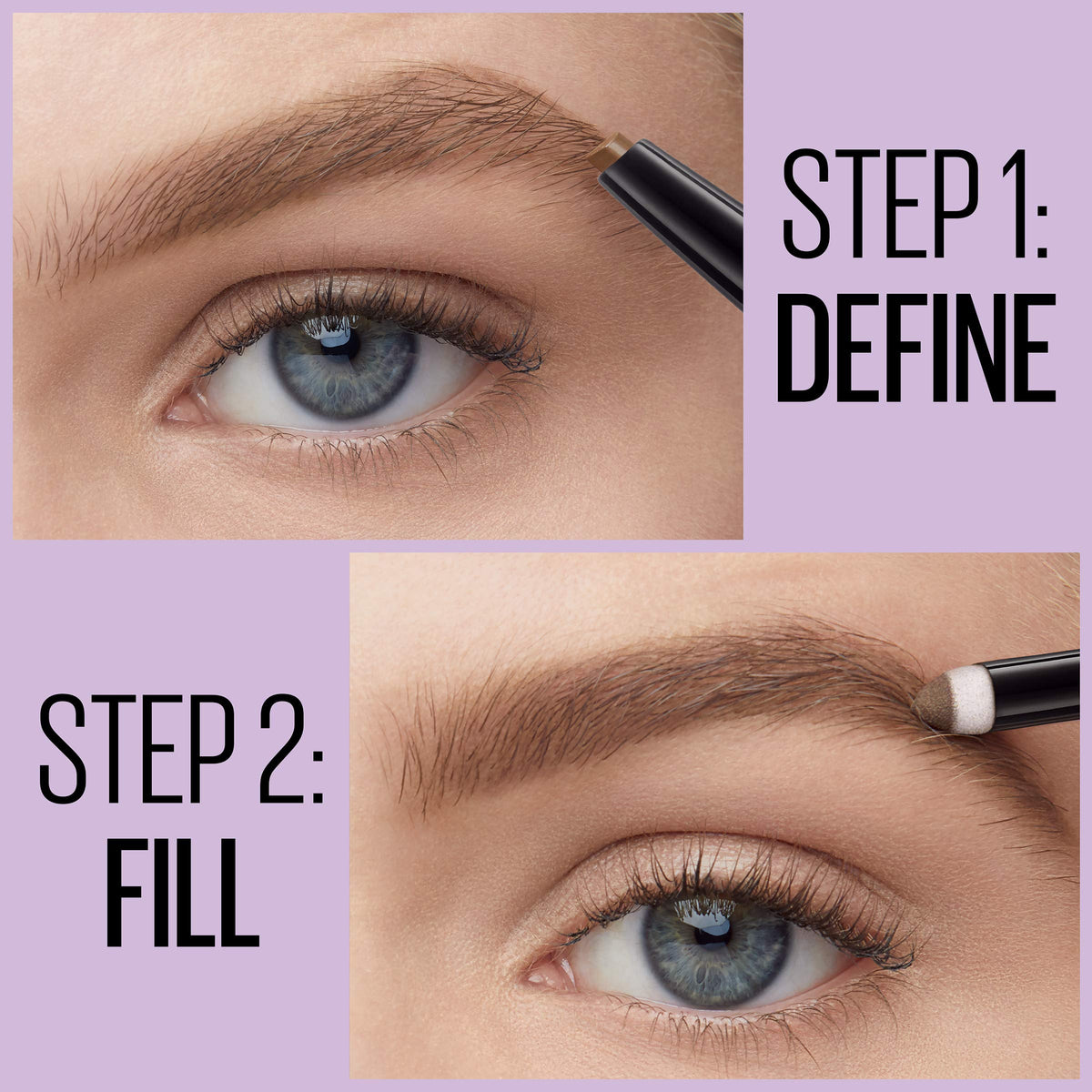MAYBELLINE Express Brow 2-In-1 Pencil and Powder Medium Brown powder sponge side view