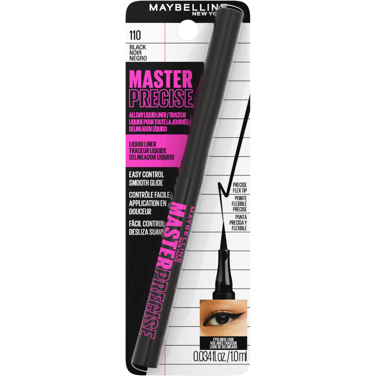 MAYBELLINE Eyestudio Master Precise Liquid Eyeliner black packaging side view