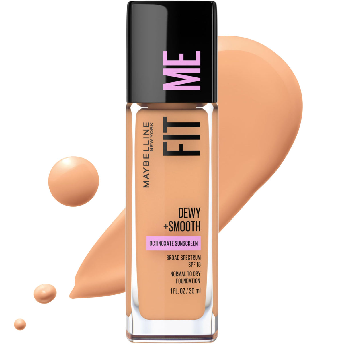 MAYBELLINE Fit Me Dewy + Smooth Foundation in Sun Beige front view