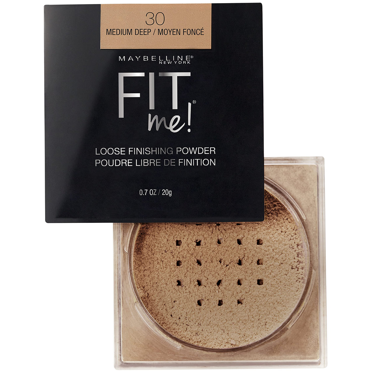 MAYBELLINE Fit Me Loose Setting Powder Medium Deep with makeup brush