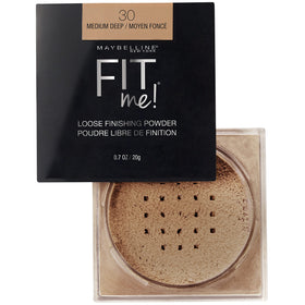 MAYBELLINE Fit Me Loose Setting Powder Medium Deep with makeup brush