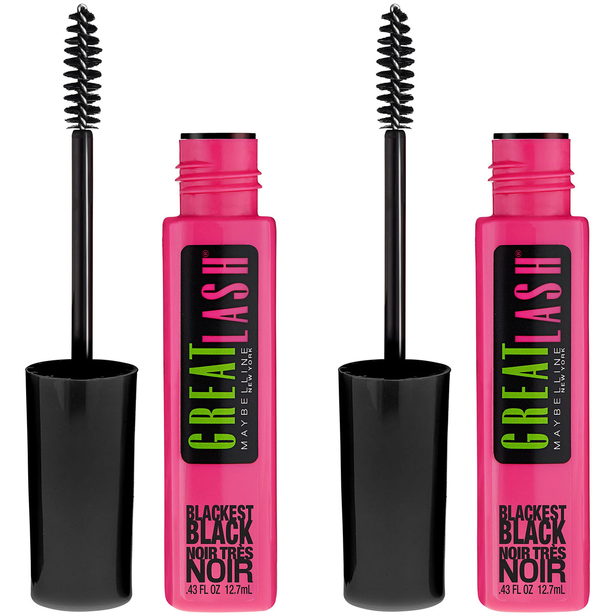 MAYBELLINE Great Lash Washable Mascara front view, Blackest Black