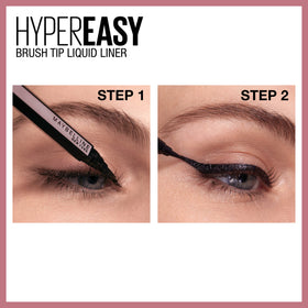 MAYBELLINE Hyper Easy Liquid Eyeliner Pitch Brown application on model