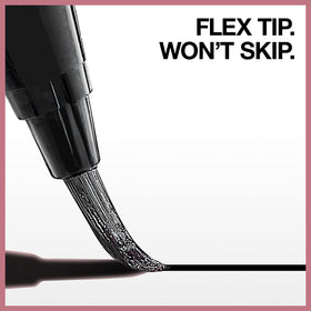 MAYBELLINE Hyper Easy Liquid Eyeliner Pitch Brown flex-tip brush close-up