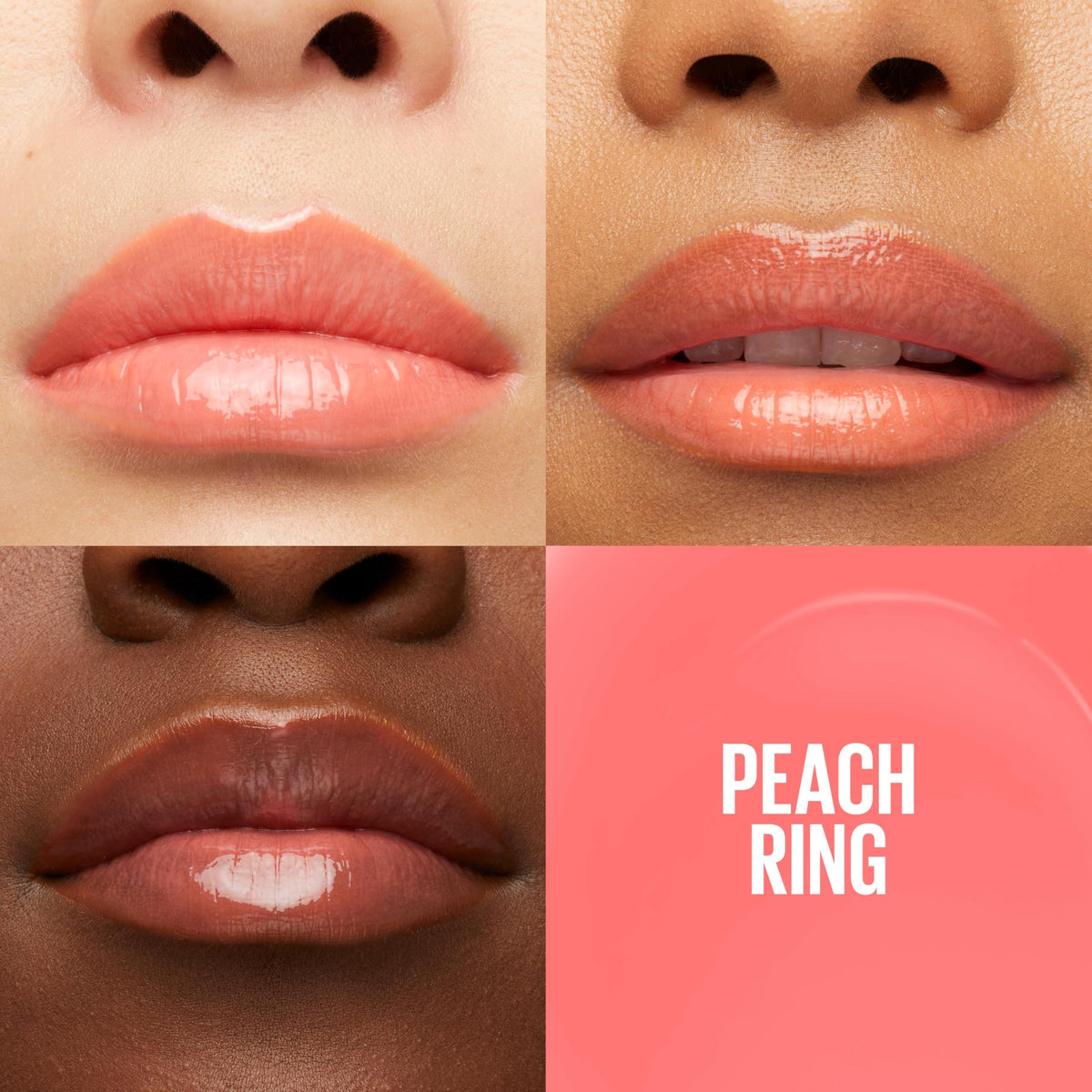 MAYBELLINE Lifter Gloss Hydrating Lip Gloss Peach Ring applicator close-up