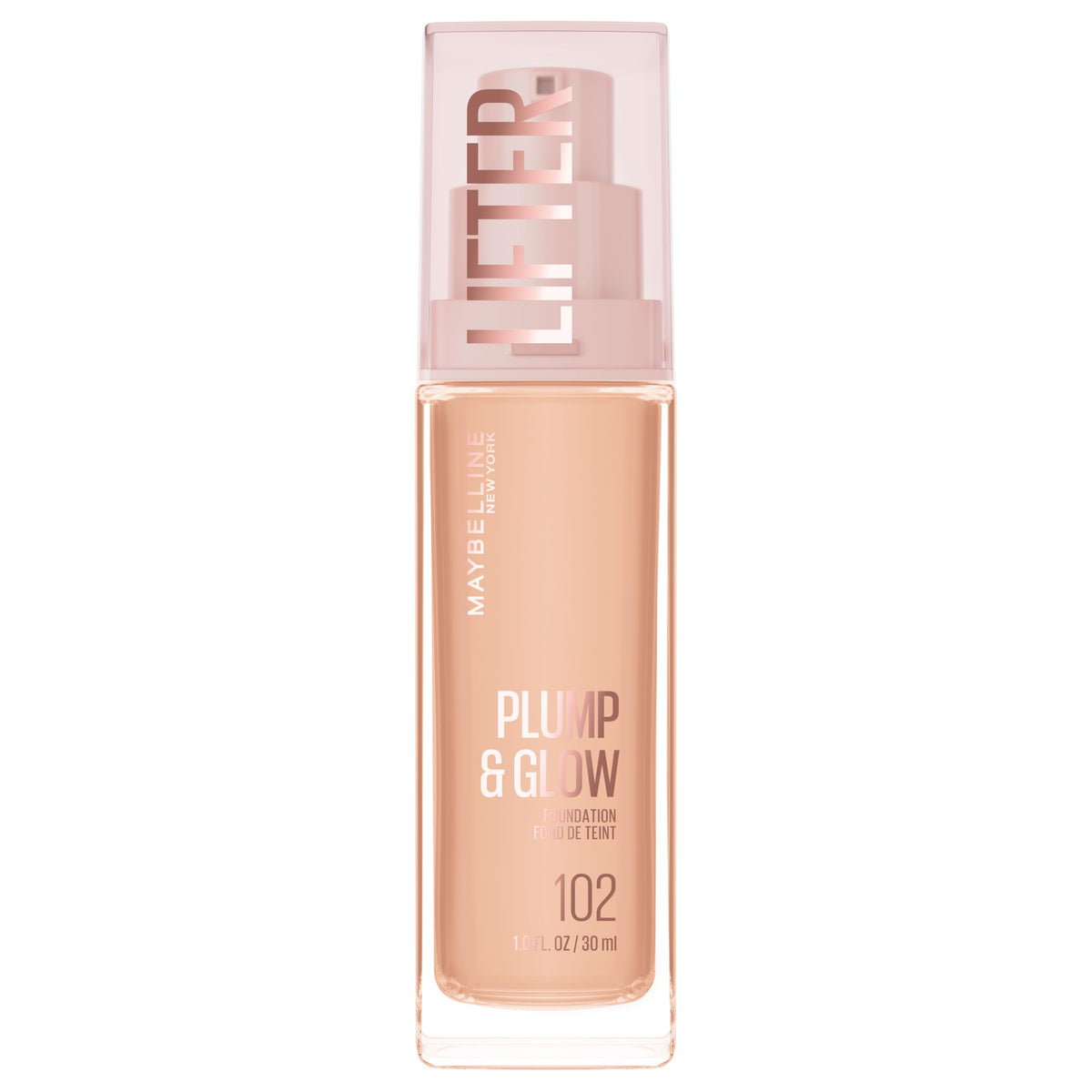 MAYBELLINE Lifter Plump & Glow Foundation 102 front view