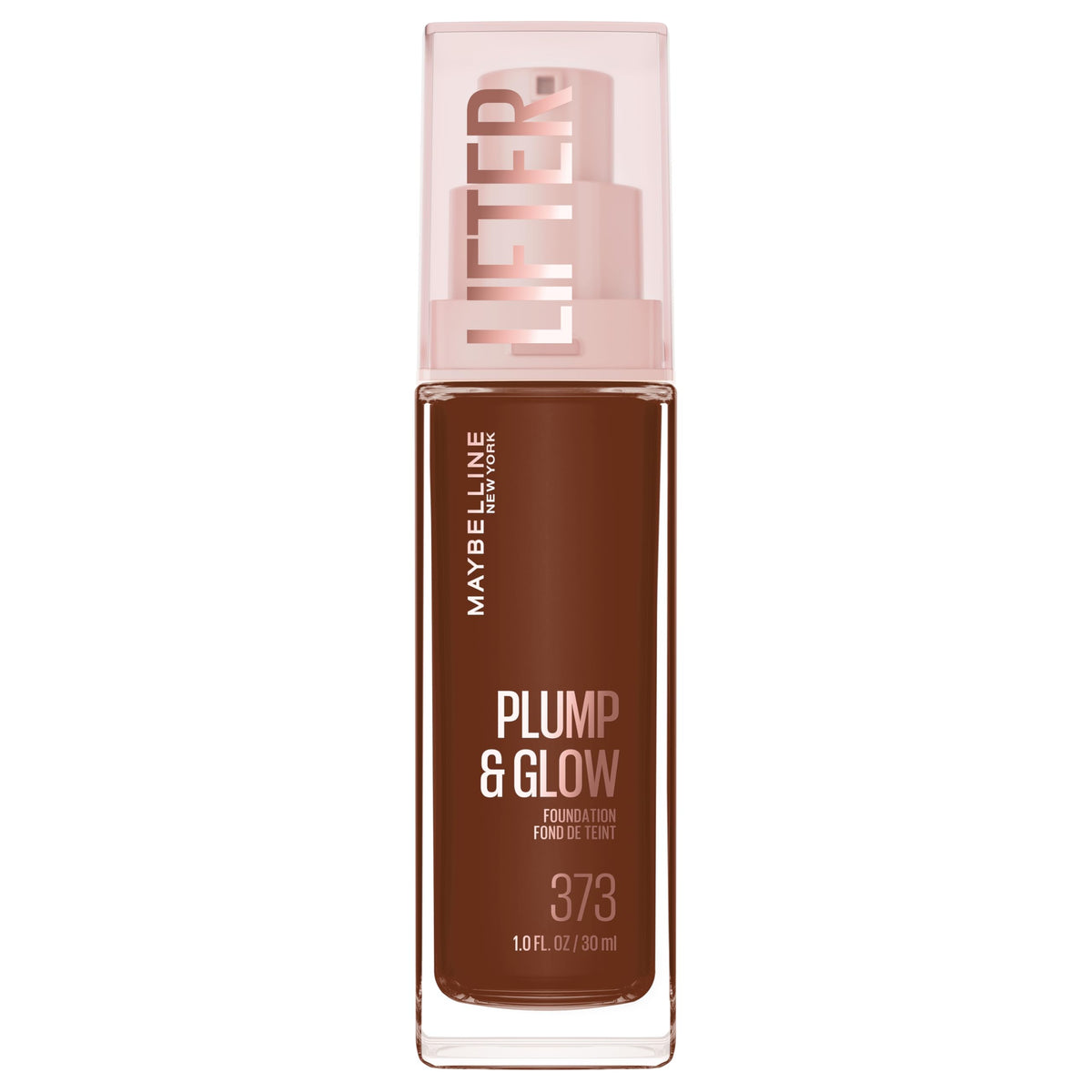 MAYBELLINE Lifter Plump & Glow Foundation front view with 114g packaging