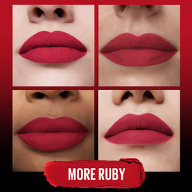 MAYBELLINE lipstick swatch of Ruby Red on skin