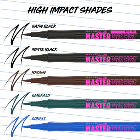MAYBELLINE Master Precise Liquid Eyeliner Emerald Green with other makeup products